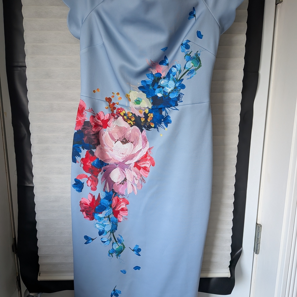 Ted Baker Light Blue Floral Midi Dress